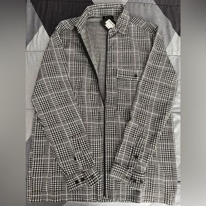 Check jacquard utility coach zip over-shirt